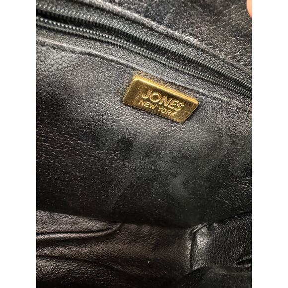 VINTAGE 90 Jones New York Black Croc Embossed Leather Shoulder Crossbody Handbag - Picture 7 of 8